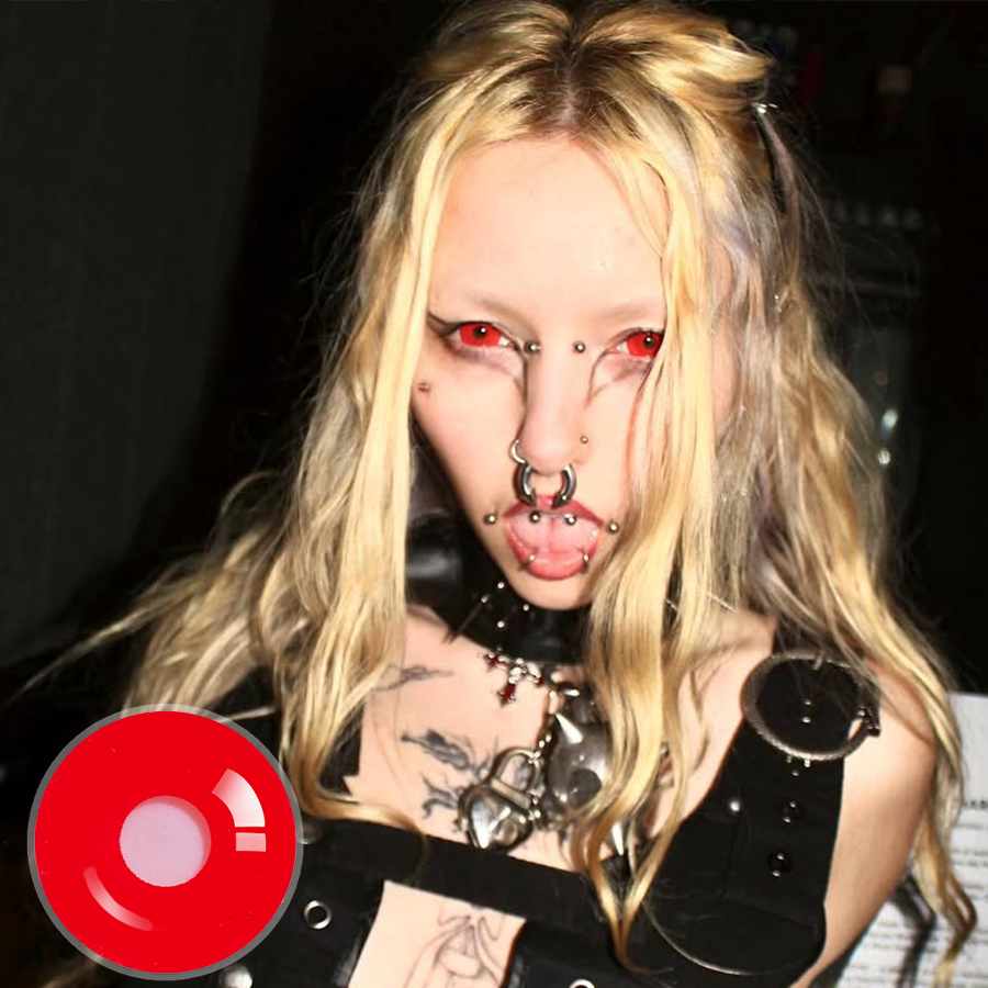 Cypress's Red Demon Doll Eye Mini Sclera (Halloween) Contact Lenses (17MM)