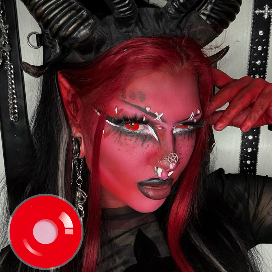 Xena's Red Demon Doll Eye Mini Sclera (Halloween) Contact Lenses (17MM)