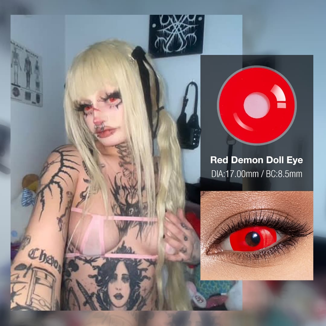 FAE'S Red Demon Doll Eye Mini Sclera Contact Lenses (17MM)