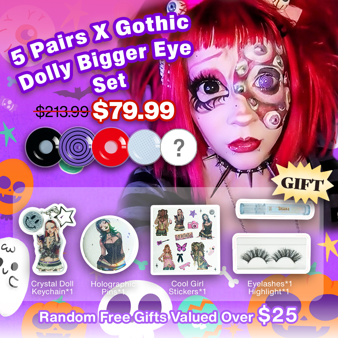 5 Pairs X Gothic Dolly Bigger Eye Set | Enlarge (Customized✨)