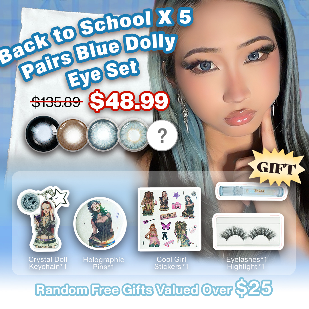 Back to School X 5 Pairs Blue Dolly Eye Set | 16mm (Customized✨)