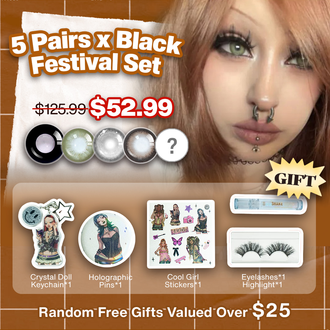 5 Pairs x Black Festival Set l Black l 1 Year (Customized✨)