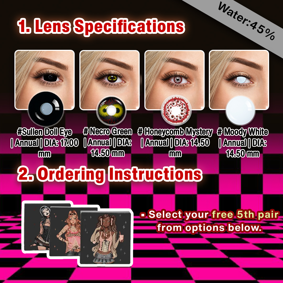 5 Pairs X Black Bigger Eye Halloween Set | 17mm (Customized✨)