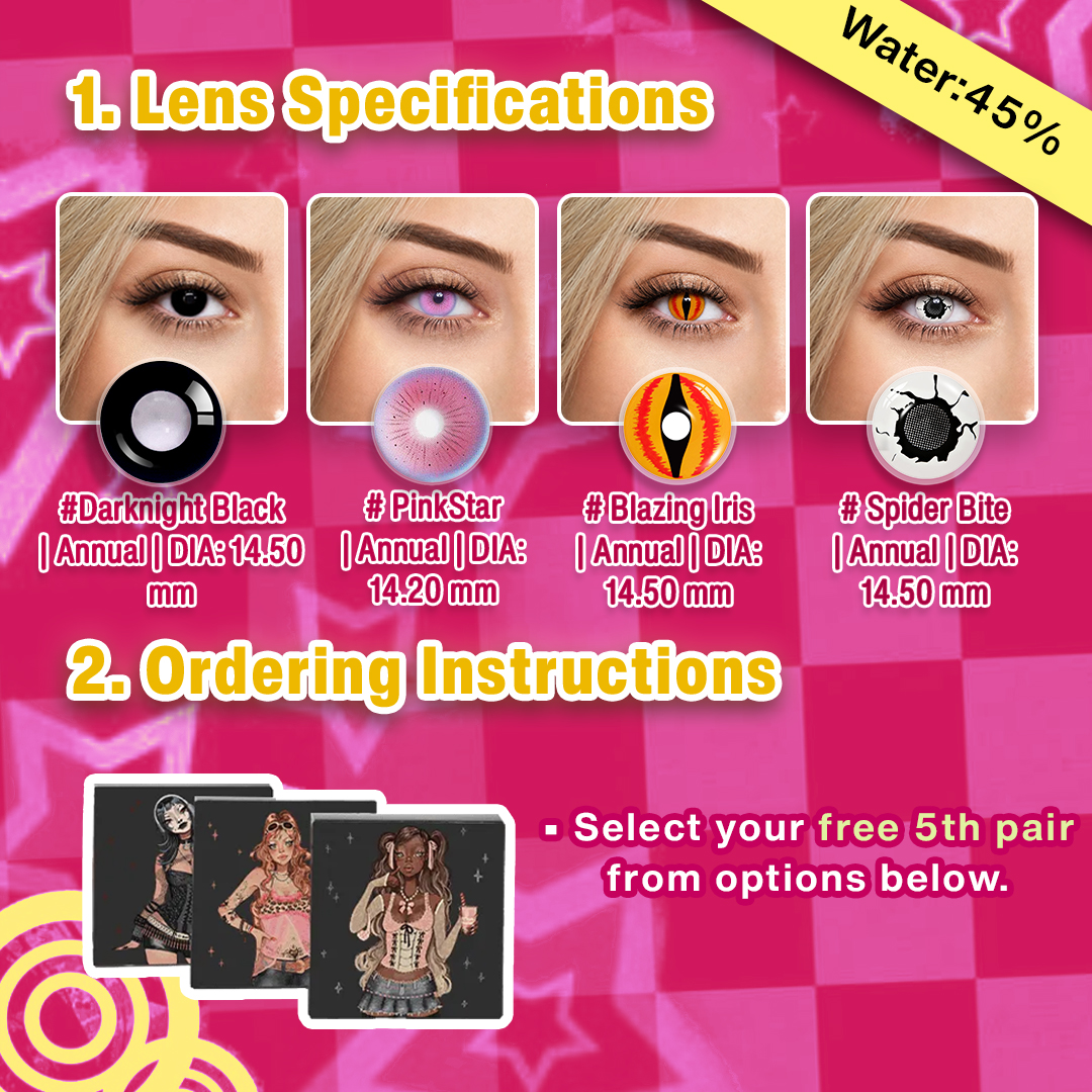 5 Pairs X Pink Dolly Eye Halloween Set