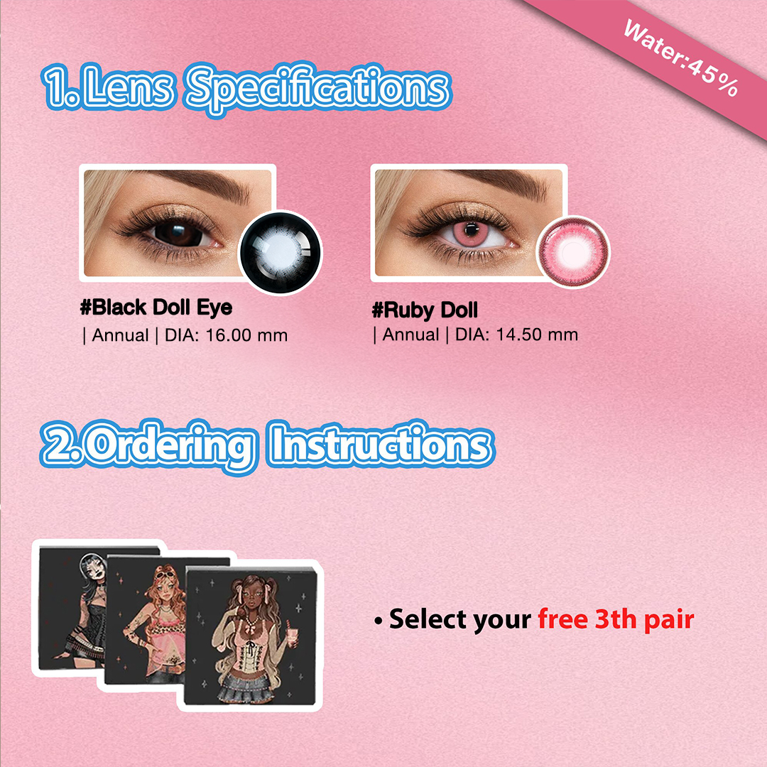3 Pairs Red Dolly Eye 16mm Set | Enlarge (Customized✨)