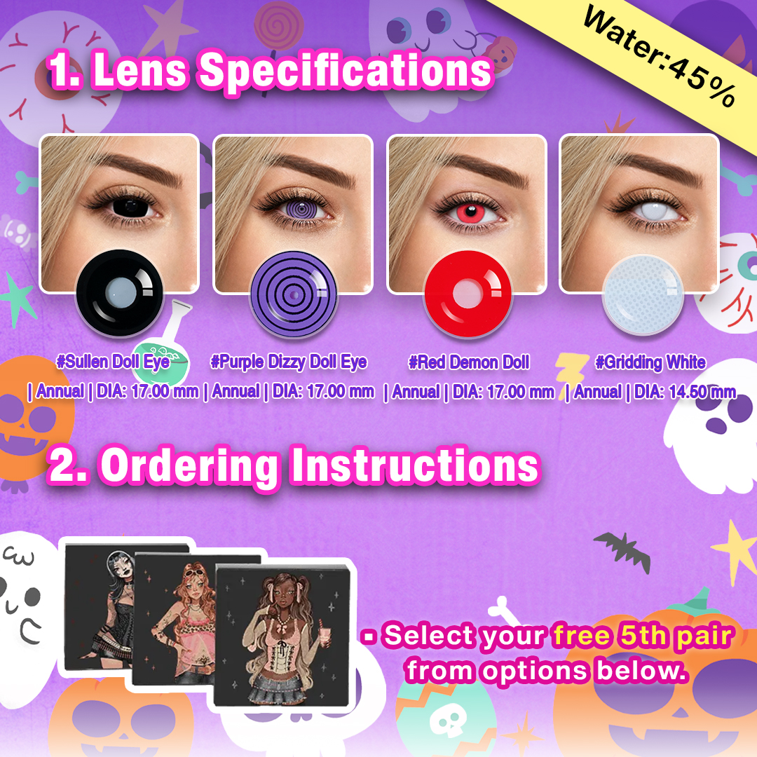 5 Pairs X Gothic Dolly Bigger Eye Set | Enlarge (Customized✨)