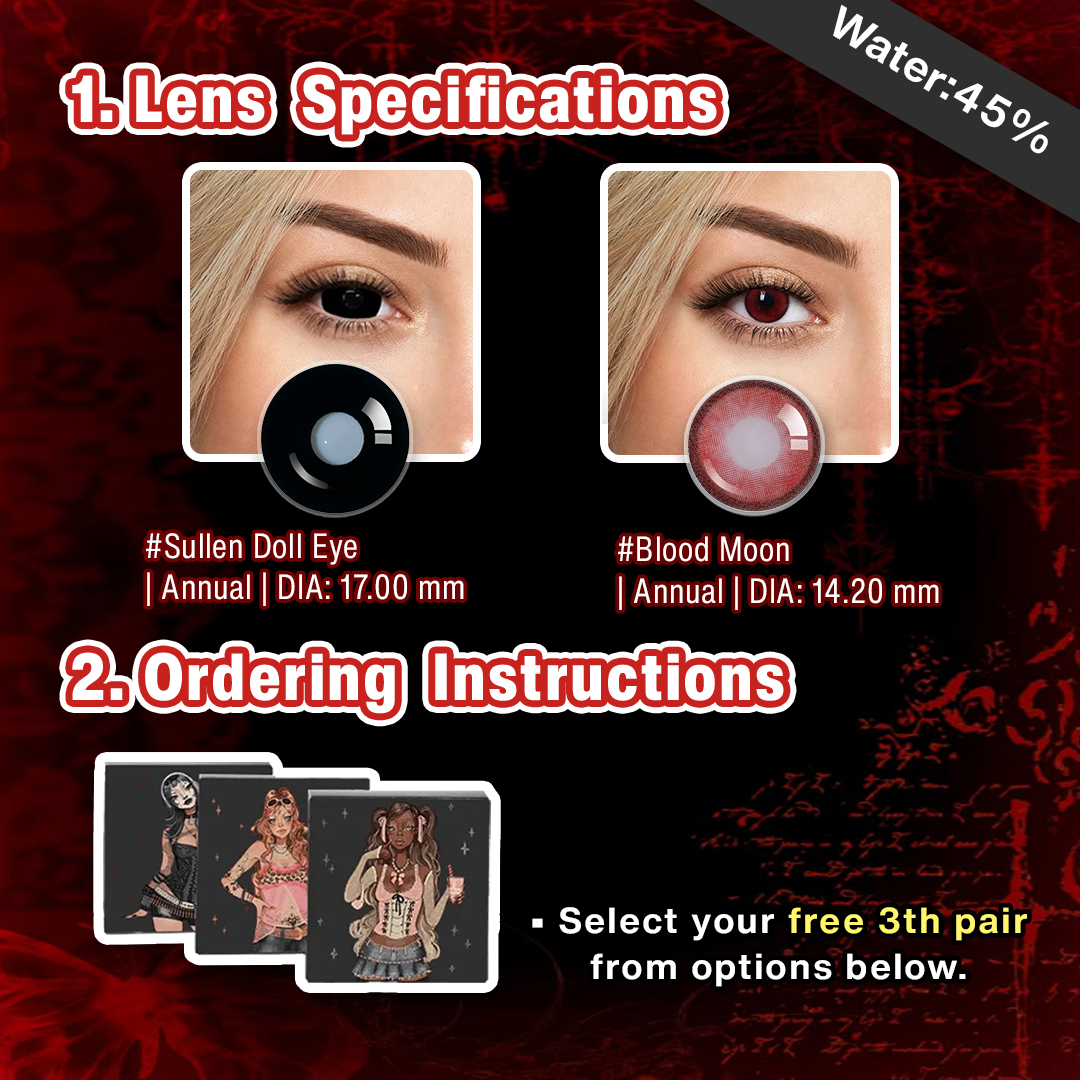  3 Pairs X Gothic Dolly Eye Set | Enlarge (Customized✨)
