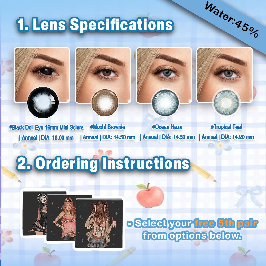Back to School X 5 Pairs Blue Dolly Eye Set | 16mm (Customized✨)