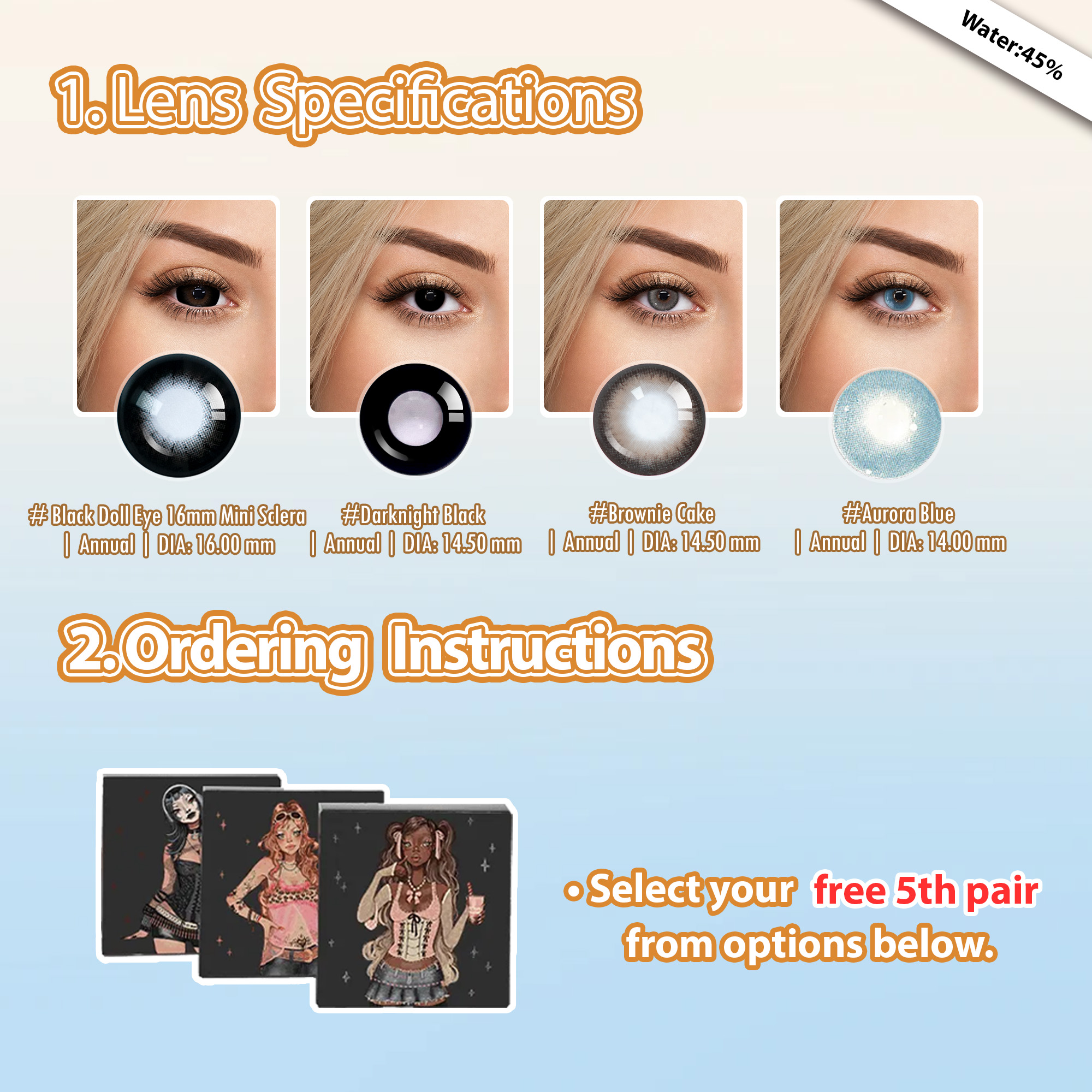 5 Pairs Blue Dolly Set | Bigger | 17mm (Customized✨)