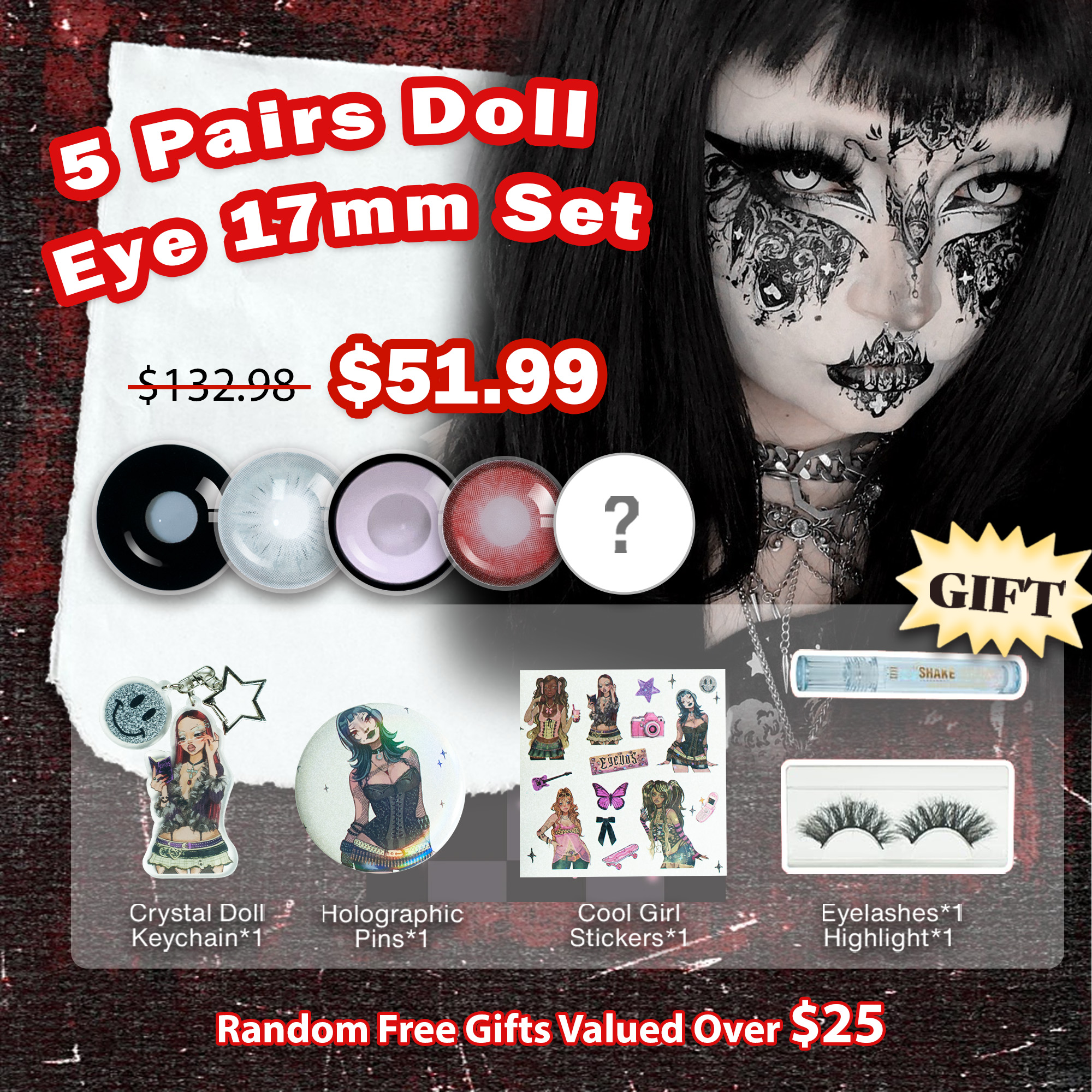 5 Pairs Doll Eye 17mm Set | Black | Enlarge (Customized✨)