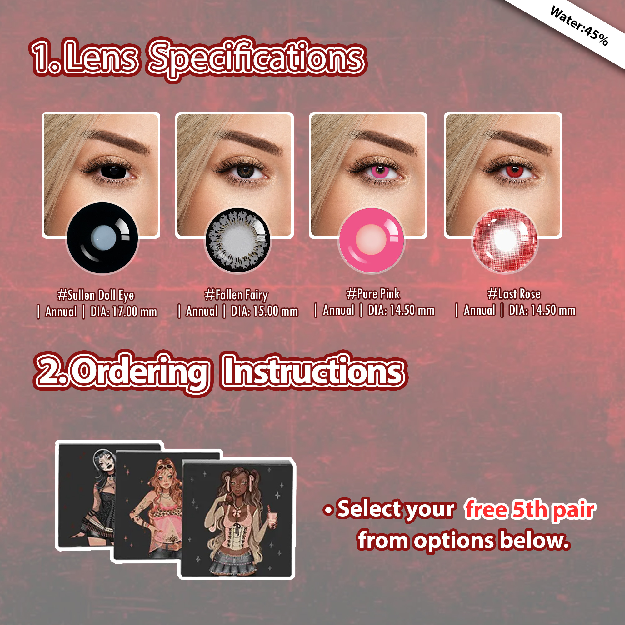 5 Pairs Doll Eye Set | Enlarge | Red | 17mm  (Customized✨)