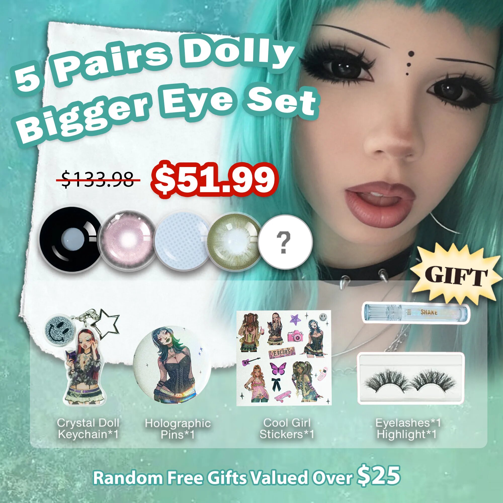 5 Pairs Dolly Bigger Eye Set | Black | Enlarge | 17mm (Customized✨)