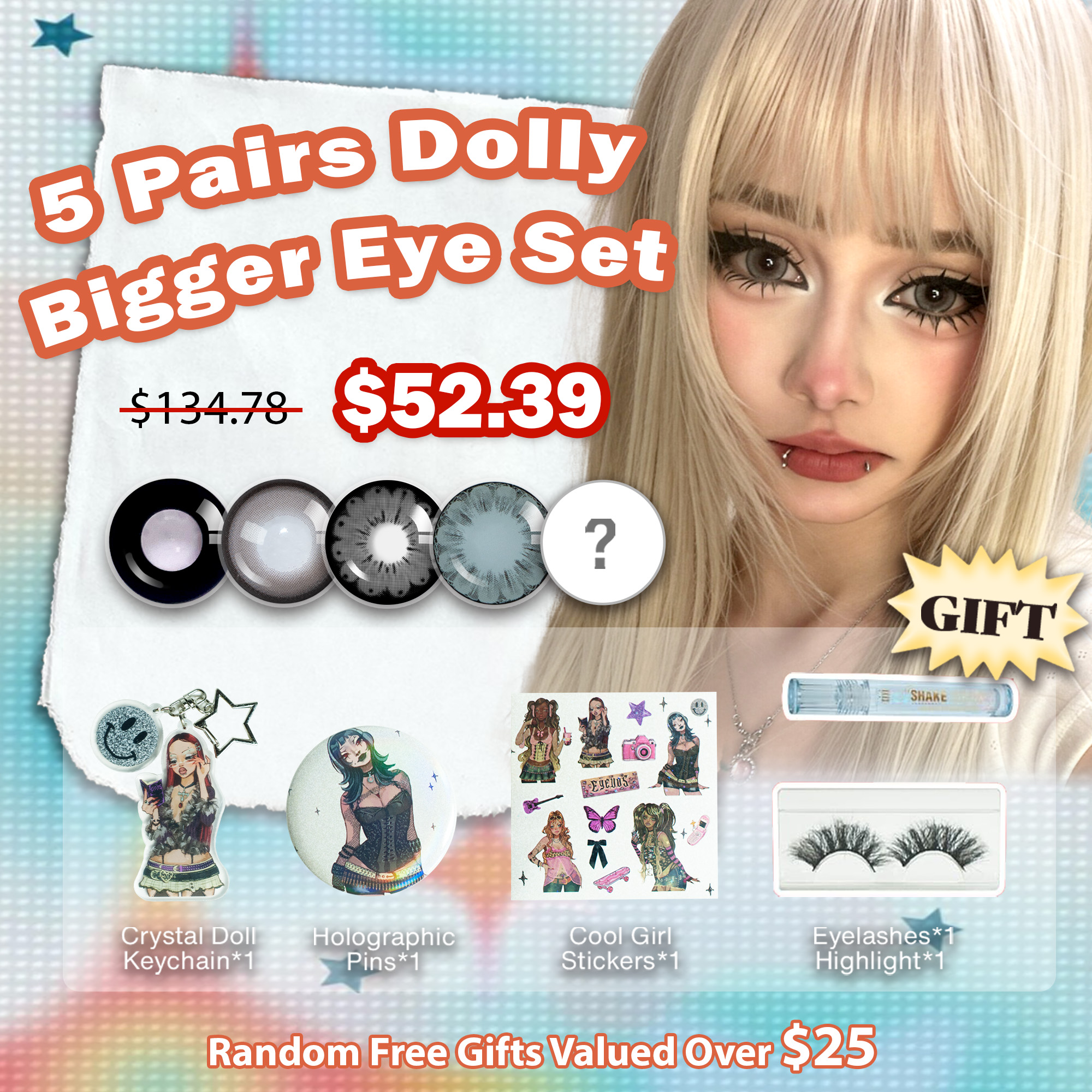 5 Pairs Dolly Bigger Eye Set | Enlarge | 17mm (Customized✨)