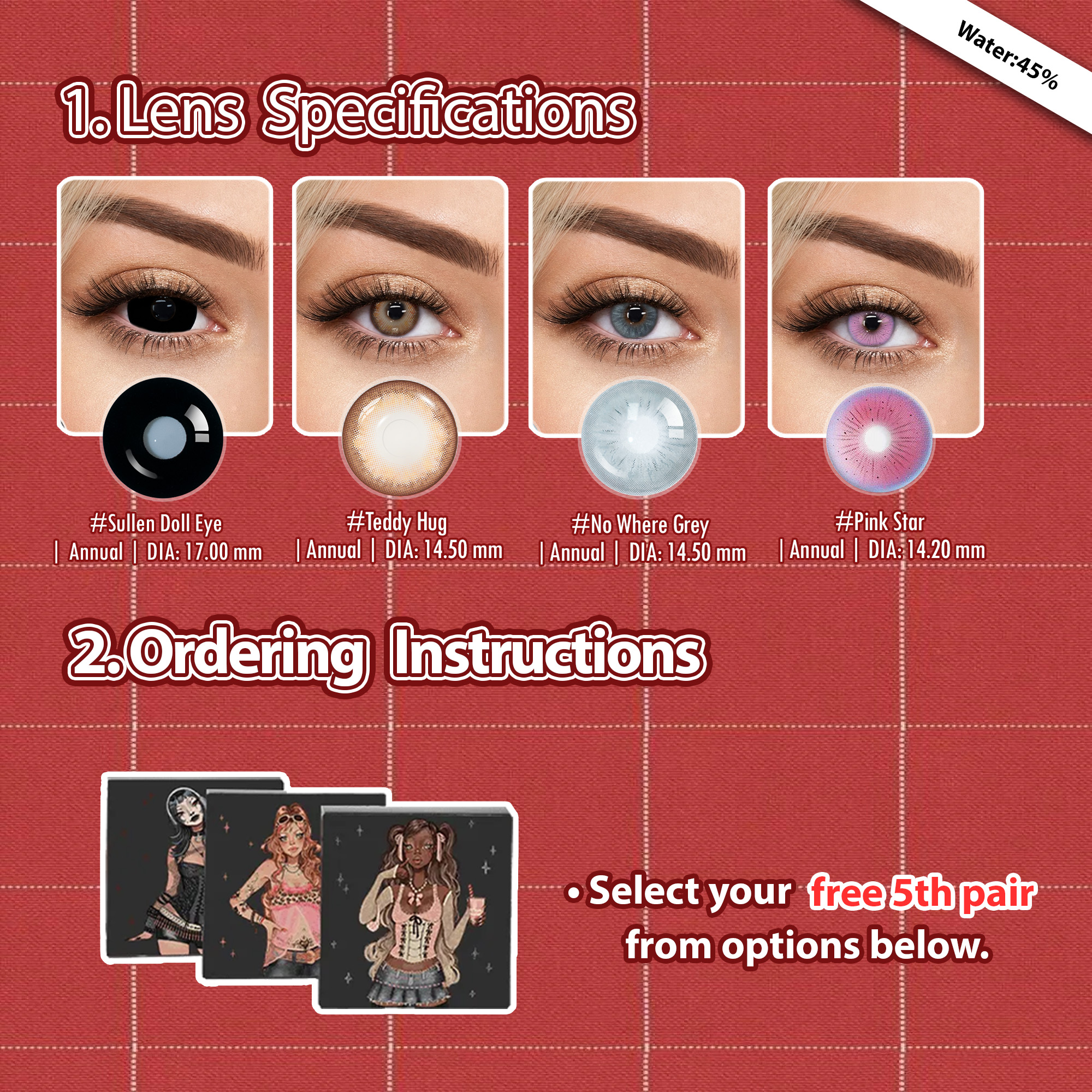 5 Pairs X Dolly Eye Set | 17mm | (Customized✨)