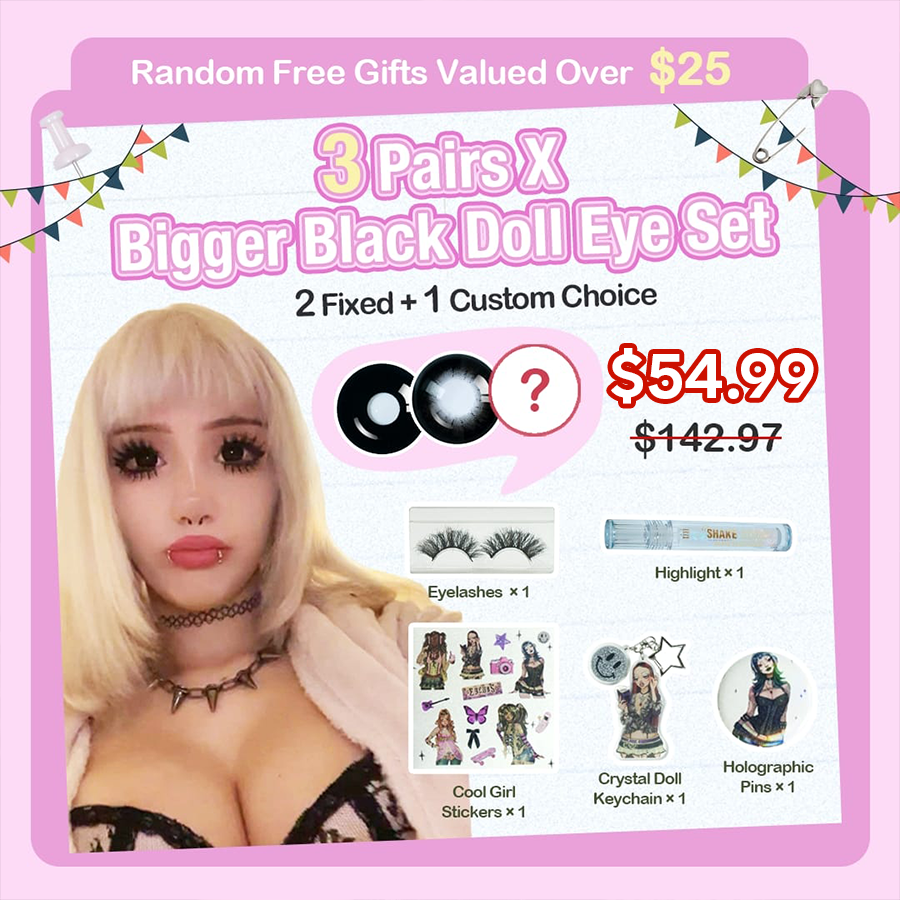 BLACK FRIDAY 3 Pairs X Bigger Black Doll Eye Set (Customized✨)
