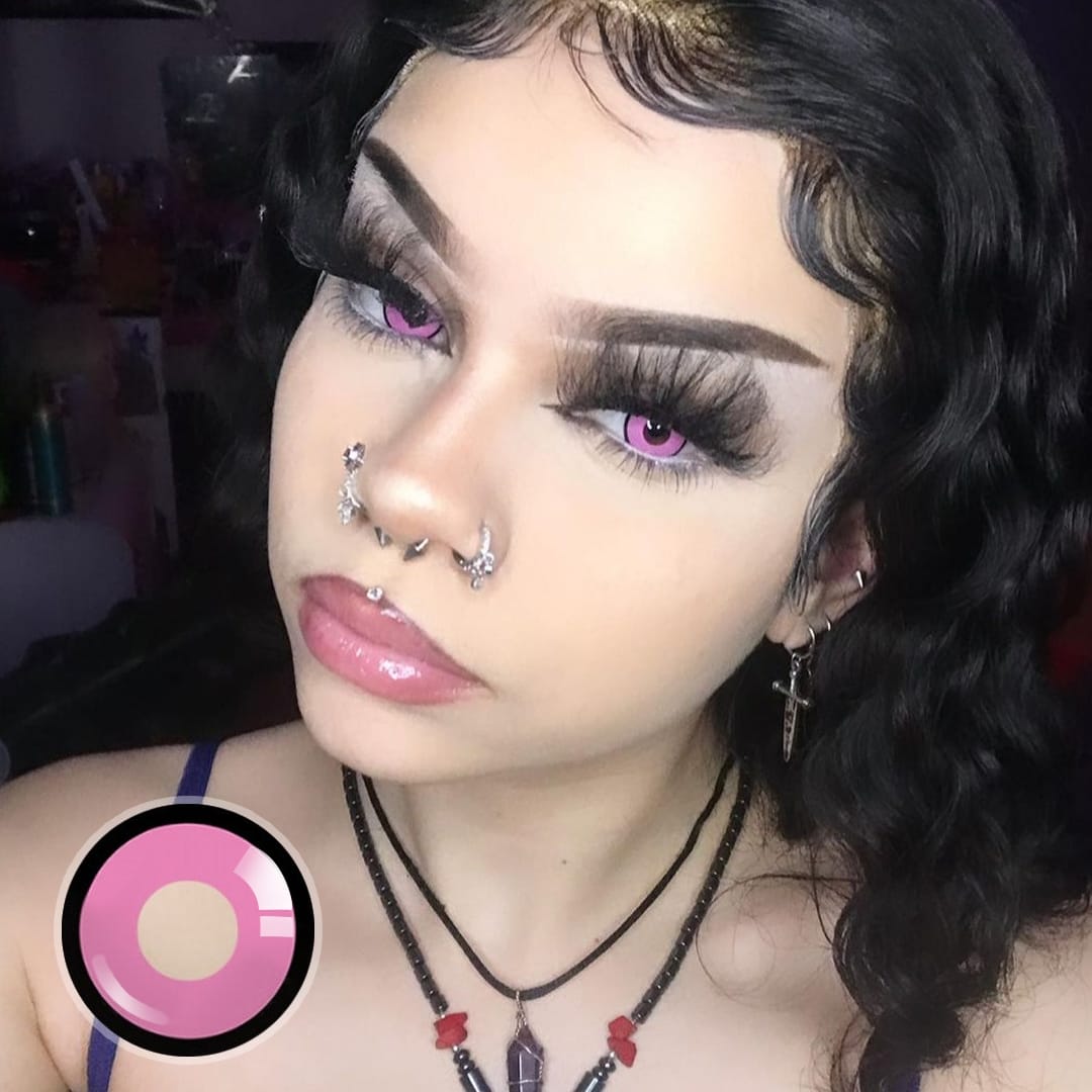 Anime Cloud Rim Pink Contact Lenses