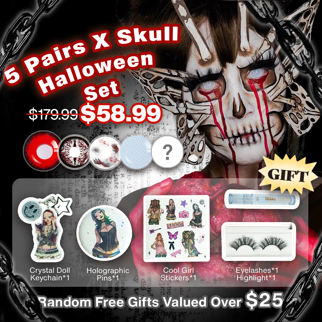 5 Pairs X Skull Halloween Set | 17mm (Customized✨)