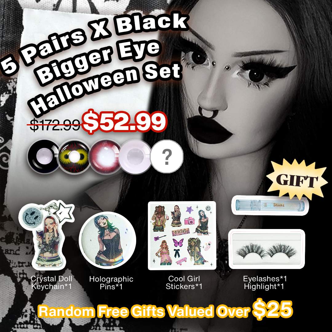 5 Pairs X Black Bigger Eye Halloween Set | Bigger (Customized✨)