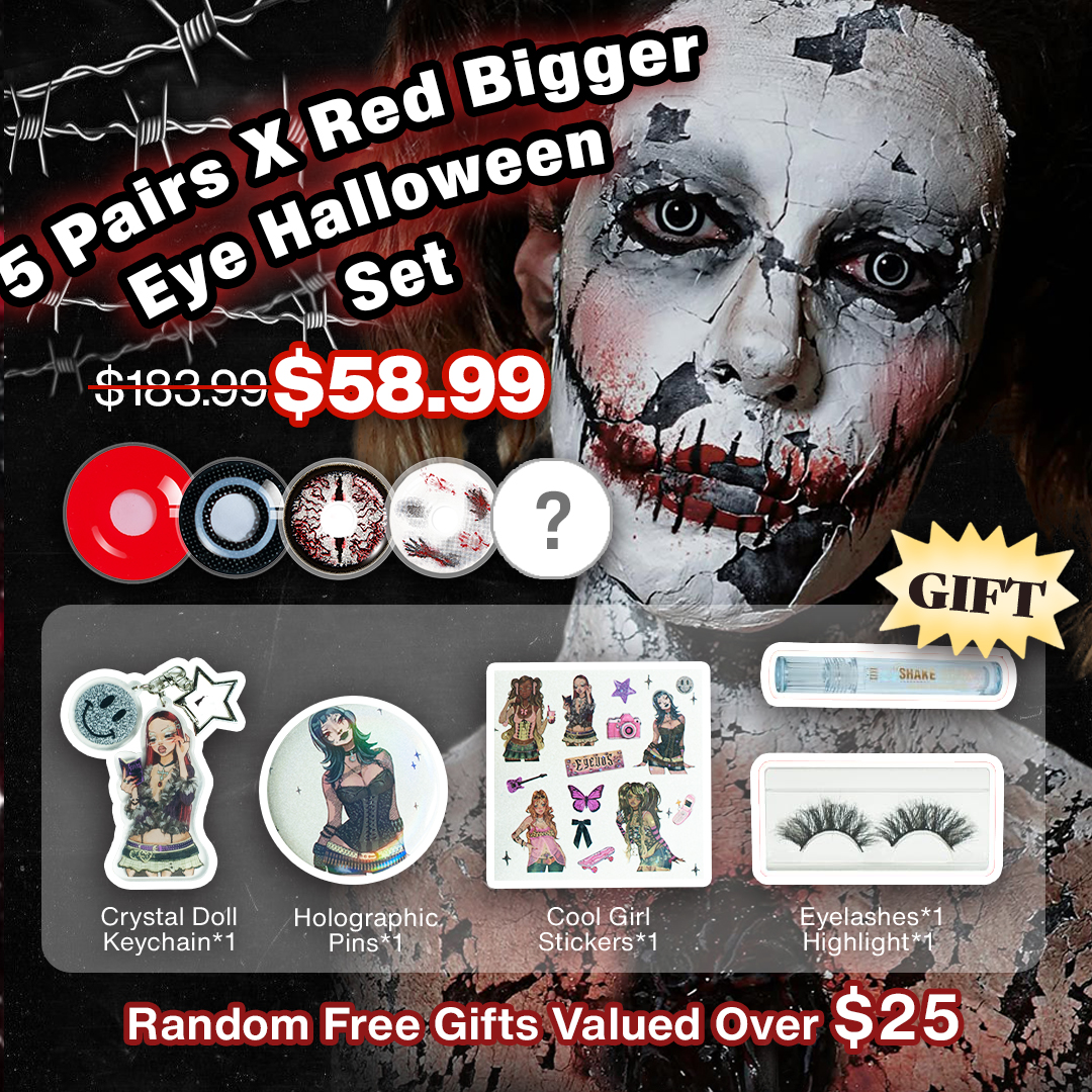 5 Pairs X Red Bigger Eye Halloween Set | 17mm (Customized✨)