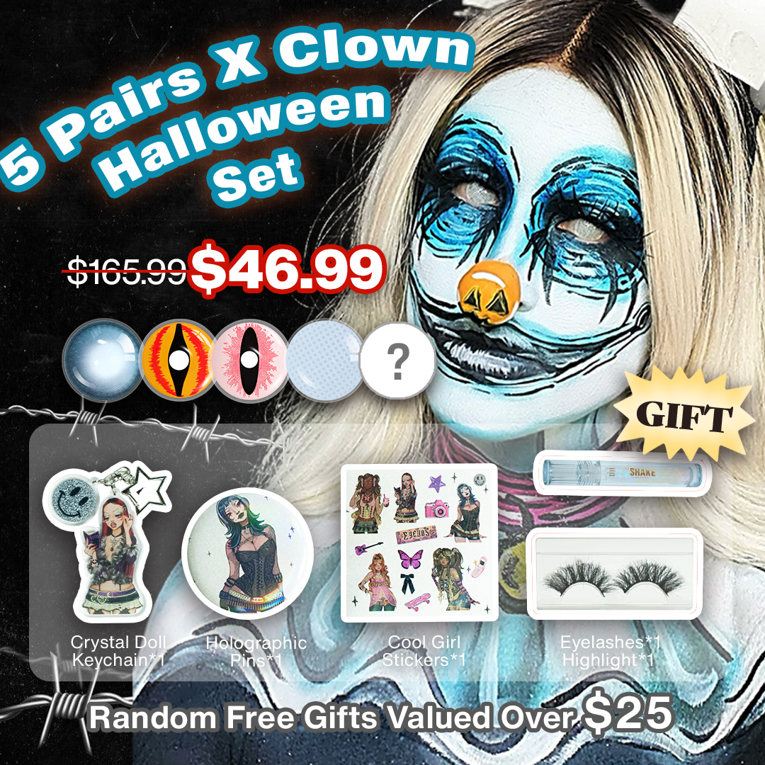 5 Pairs X Clown Halloween Set
