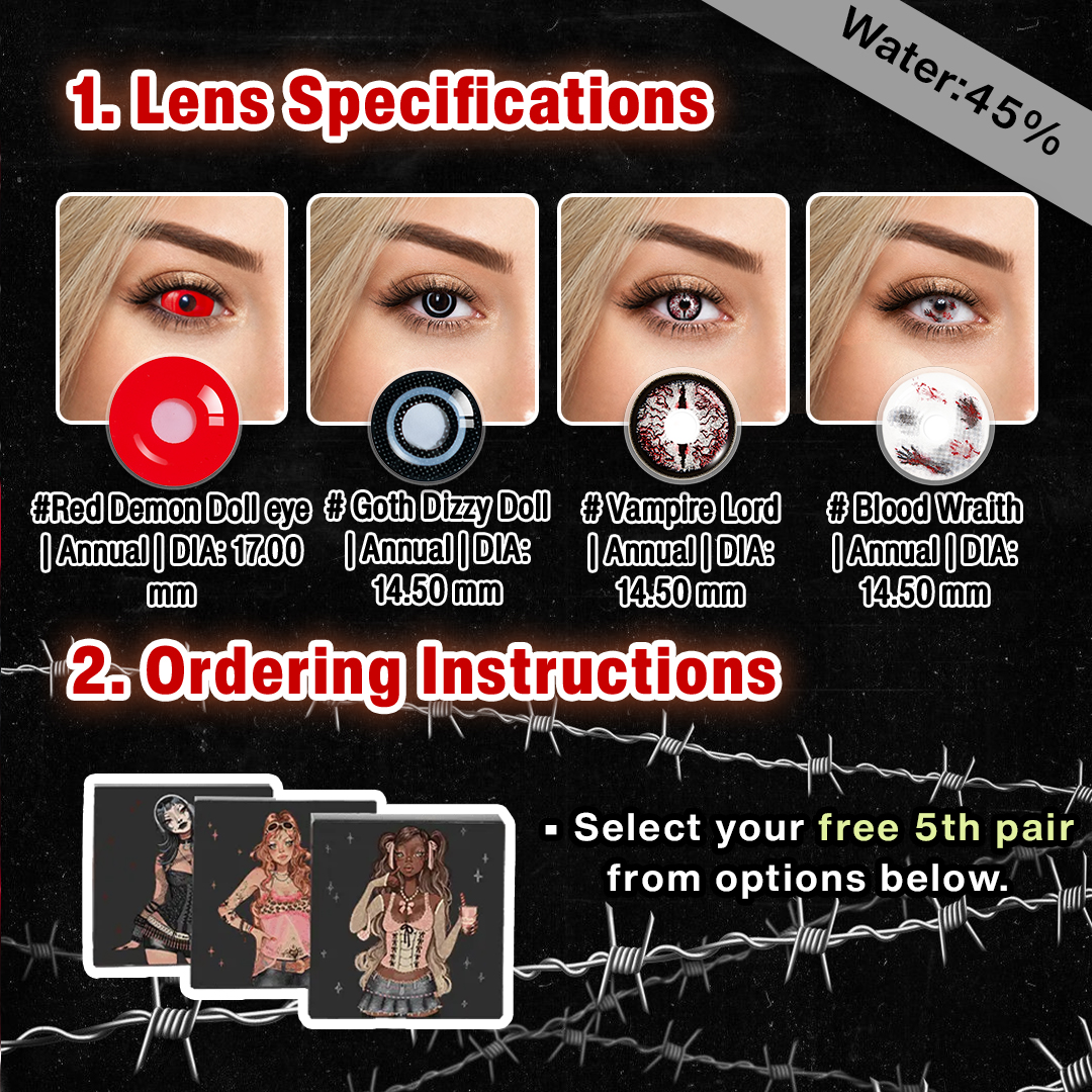 5 Pairs X Red Bigger Eye Halloween Set | 17mm (Customized✨)