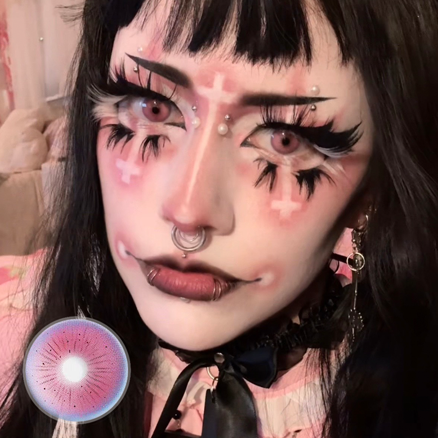 Strwbrryy's Pink Star Contact Lenses