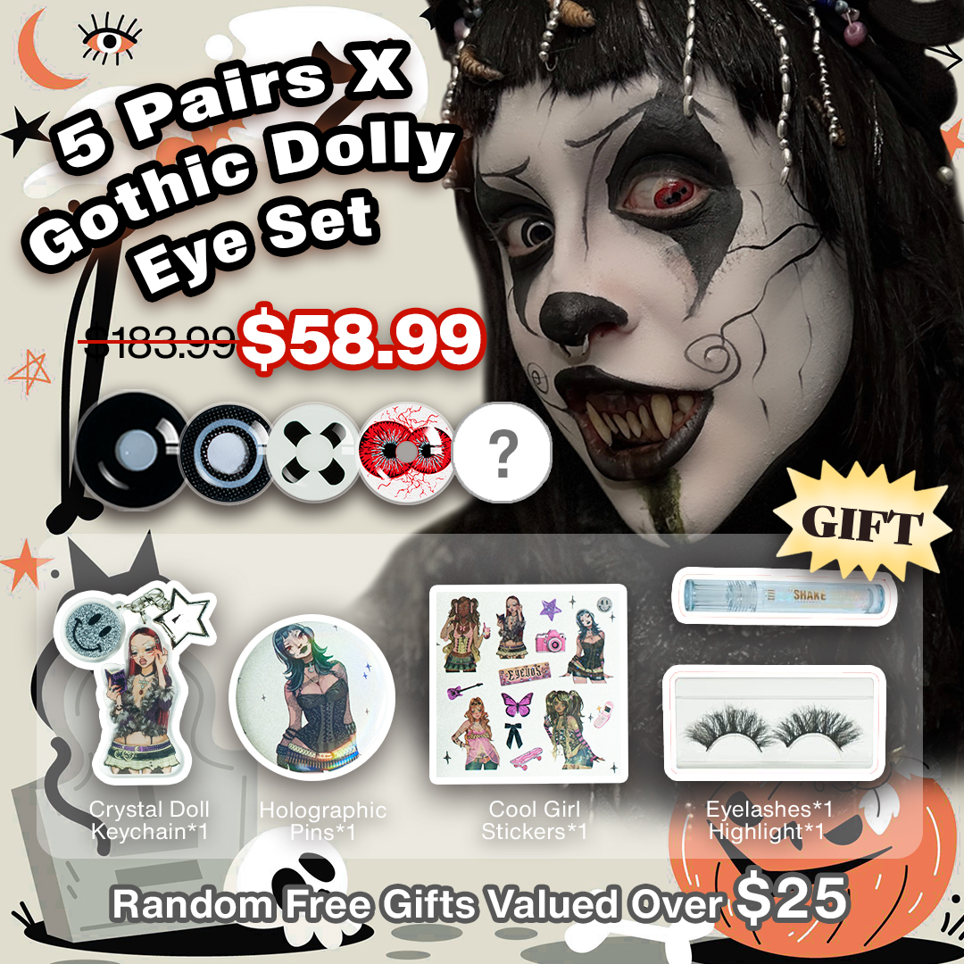 5 Pairs X Gothic Dolly Eye Set | 17mm (Customized✨)