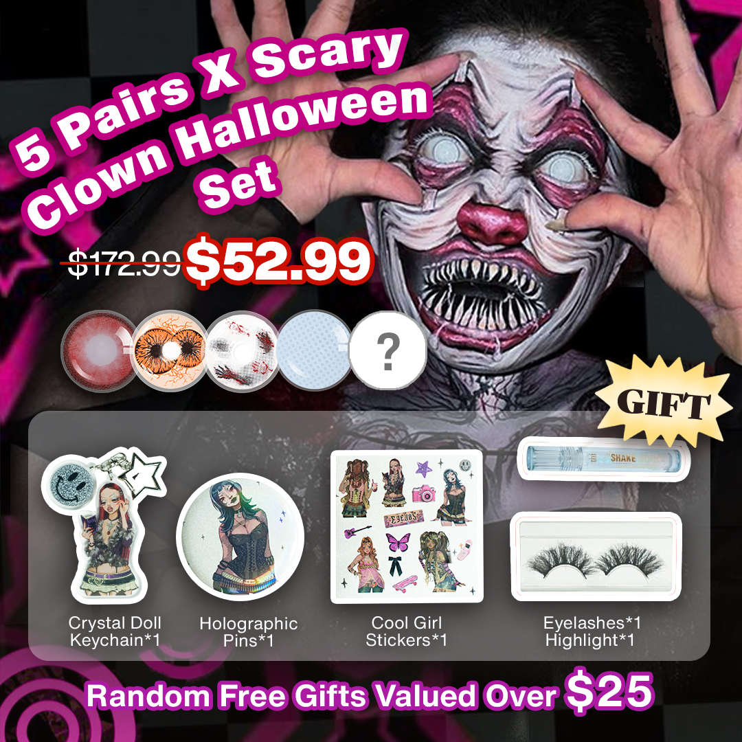 5 Pairs X Scary Clown Halloween Set | Enlarge (Customized✨)