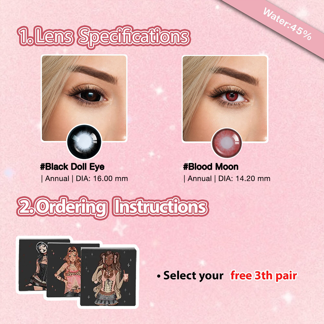 3 Pairs Dolly Eye 17mm Set | Enlarge | Red (Customized✨)