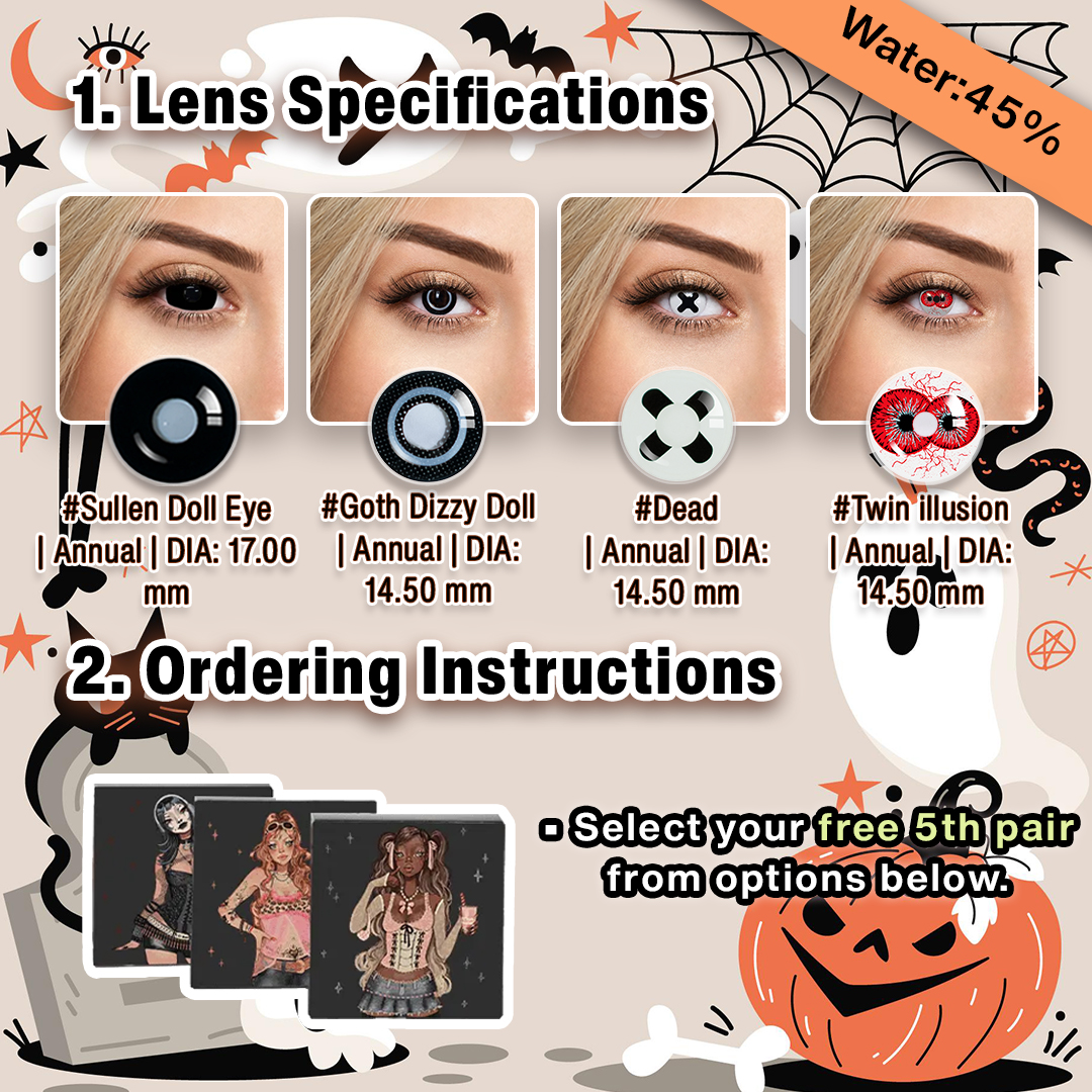 5 Pairs X Gothic Dolly Eye Set | 17mm (Customized✨)
