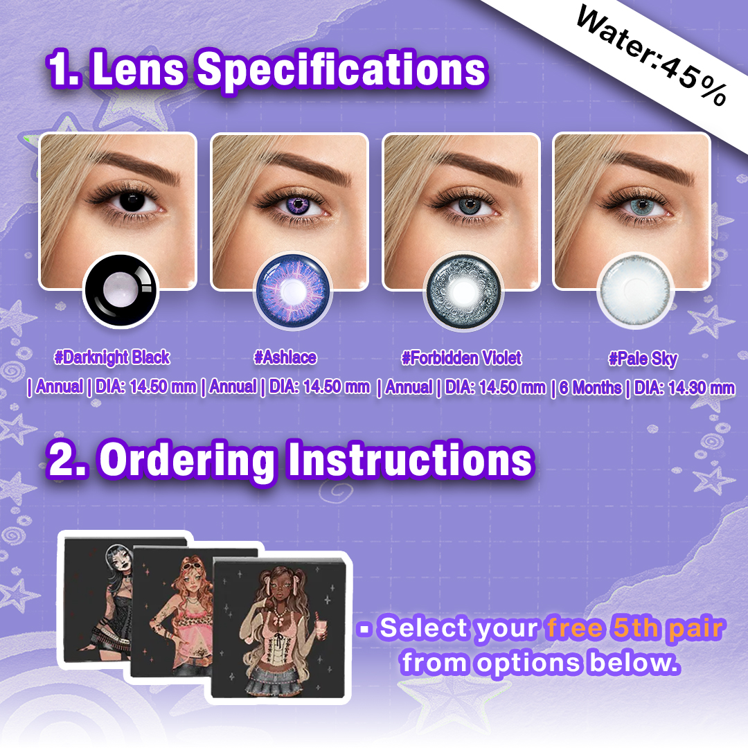 Back to School X 5 Pairs Black Dolly Eye Set | Bigger (Customized✨)