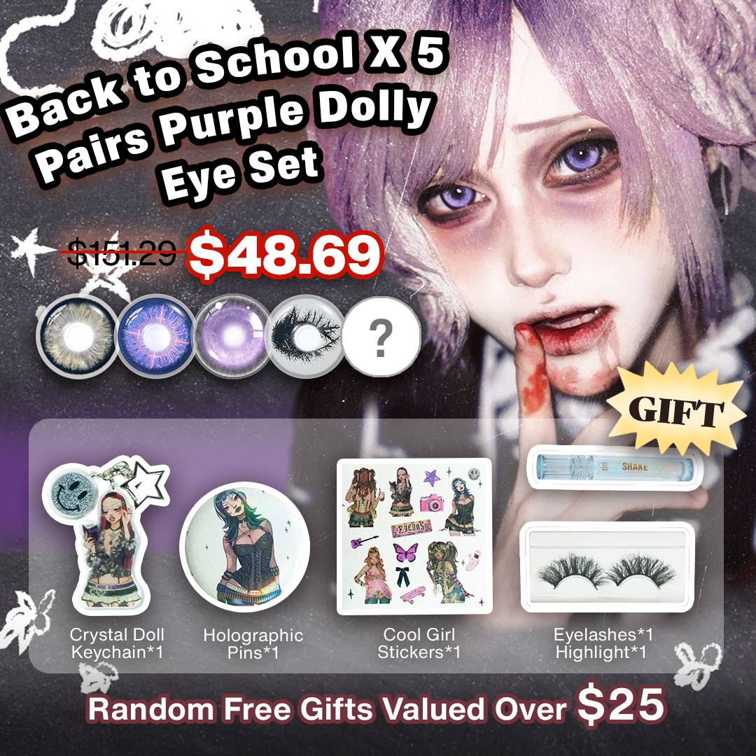 Back to School X 5 Pairs Purple Dolly Eye Set | Bigger (Customized✨)