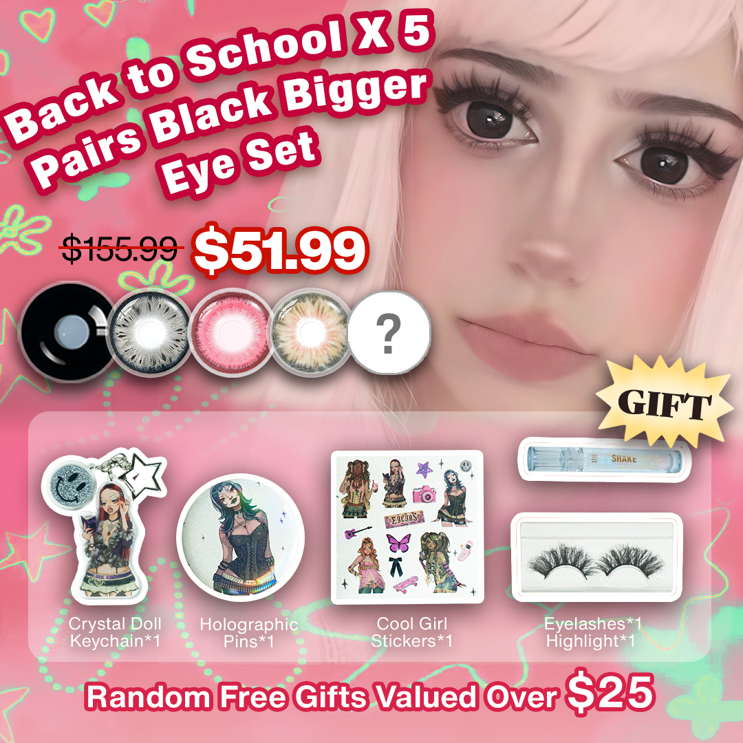 Back to School X 5 Pairs Black Bigger Eye Set | 17mm (Customized✨)