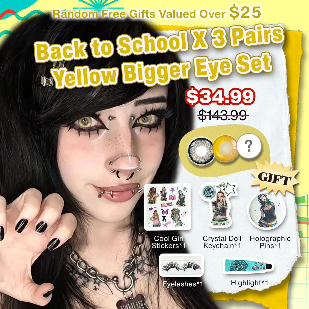 Back to School X 3 Pairs Yellow Bigger Eye Set | Dolly (Customized✨)