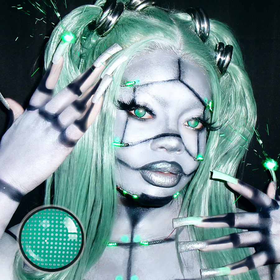 Domi's Gridding Green (Halloween) Contact Lenses