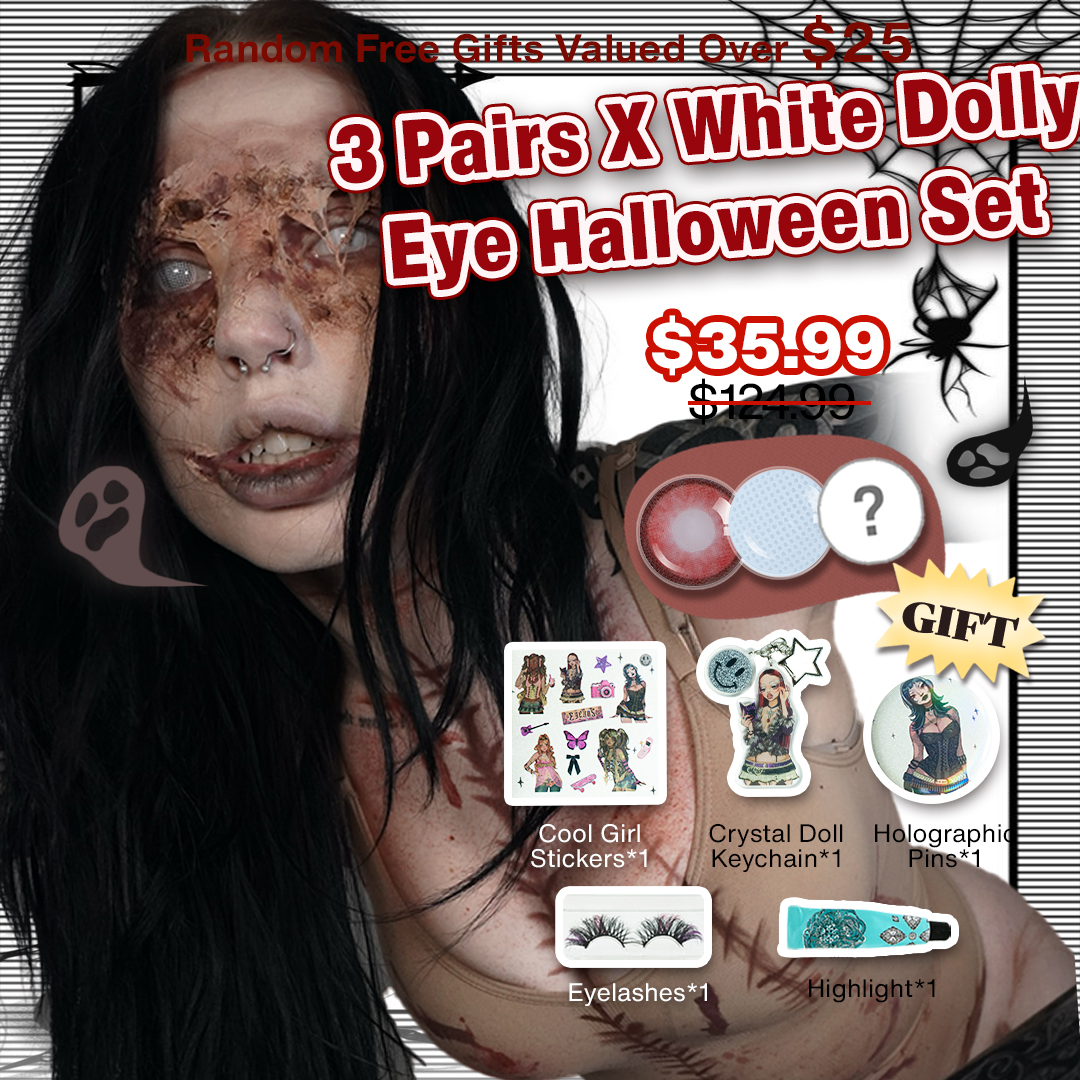 3 Pairs X White Dolly Eye Halloween Set (Customized✨)