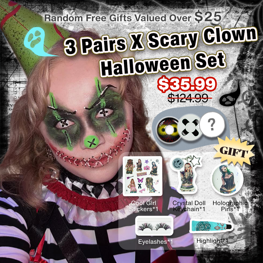 3 Pairs X Scary Clown Halloween Set | Enlarge (Customized✨)
