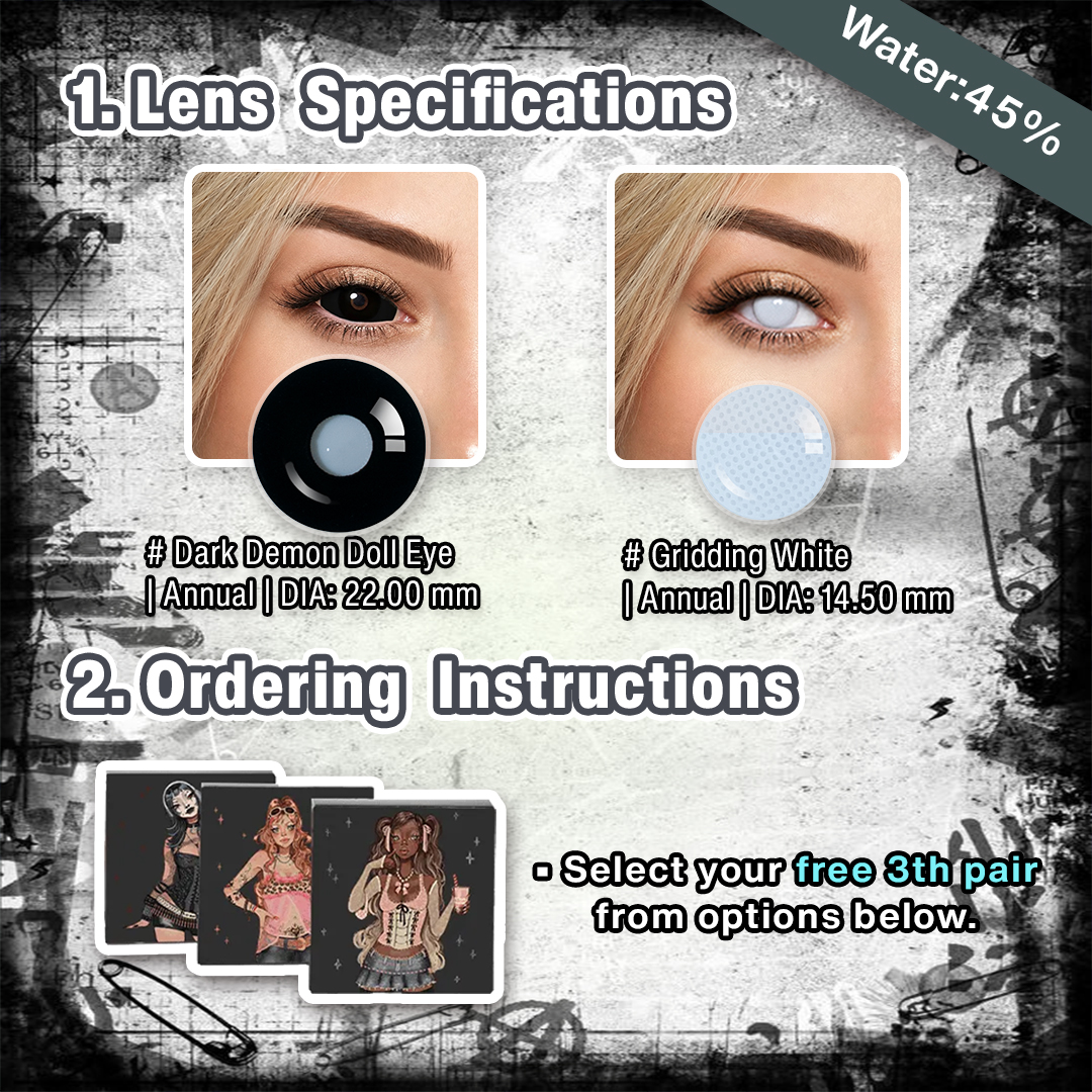 3 Pairs X Black Bigger Eye Halloween Set | 22mm (Customized✨)