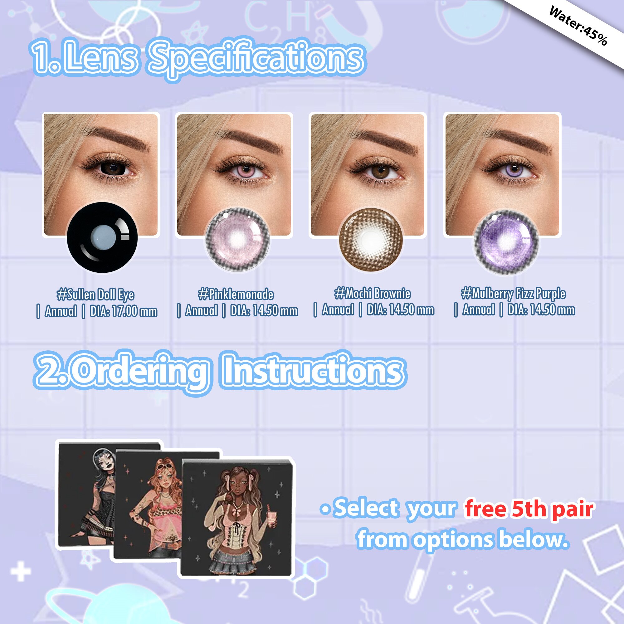 Back to School X 5 Pairs Purple Dolly Eye Set | Bigger | 17mm (Customized✨)