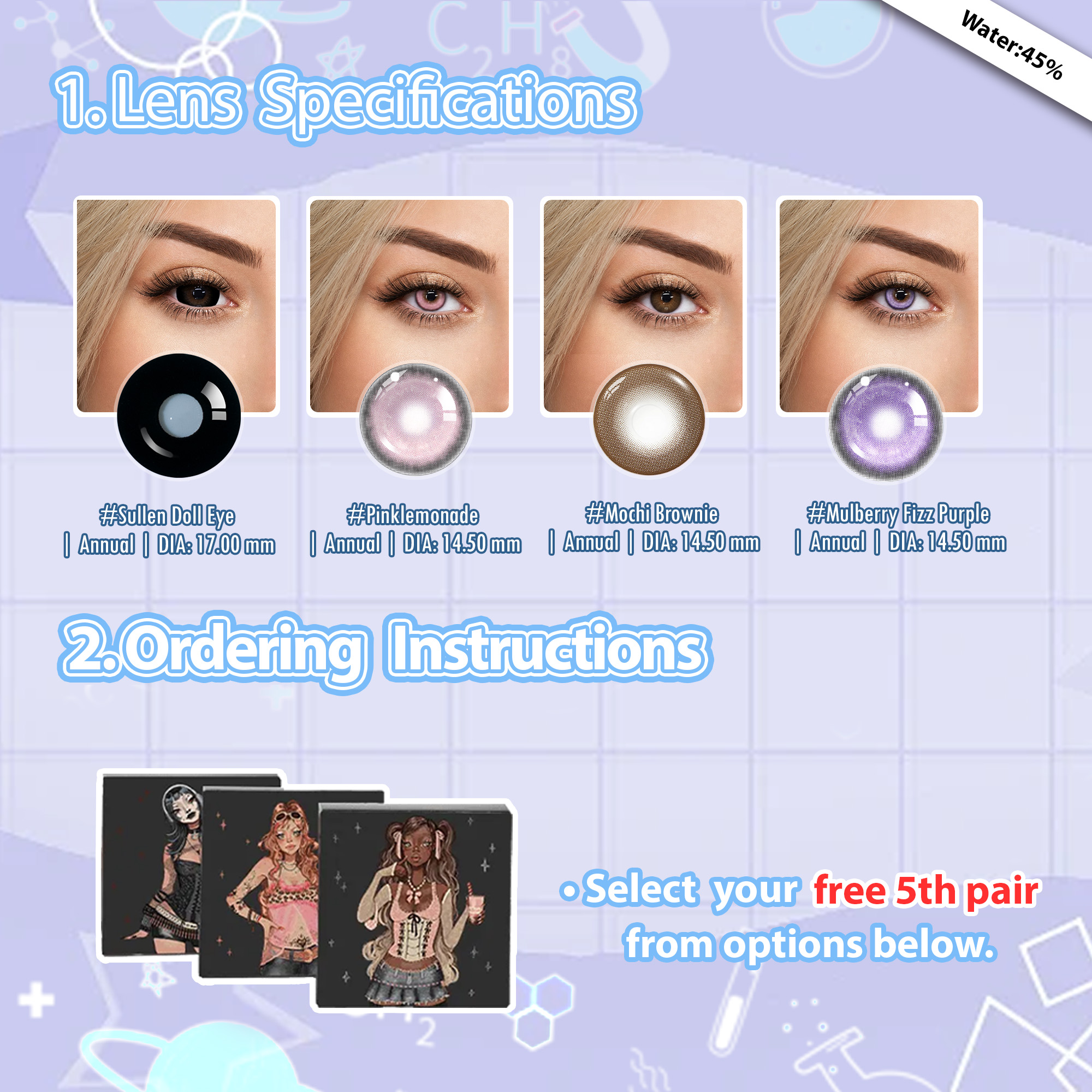 Back to School X 5 Pairs Purple Dolly Eye Set | Bigger | 17mm (Customized✨)