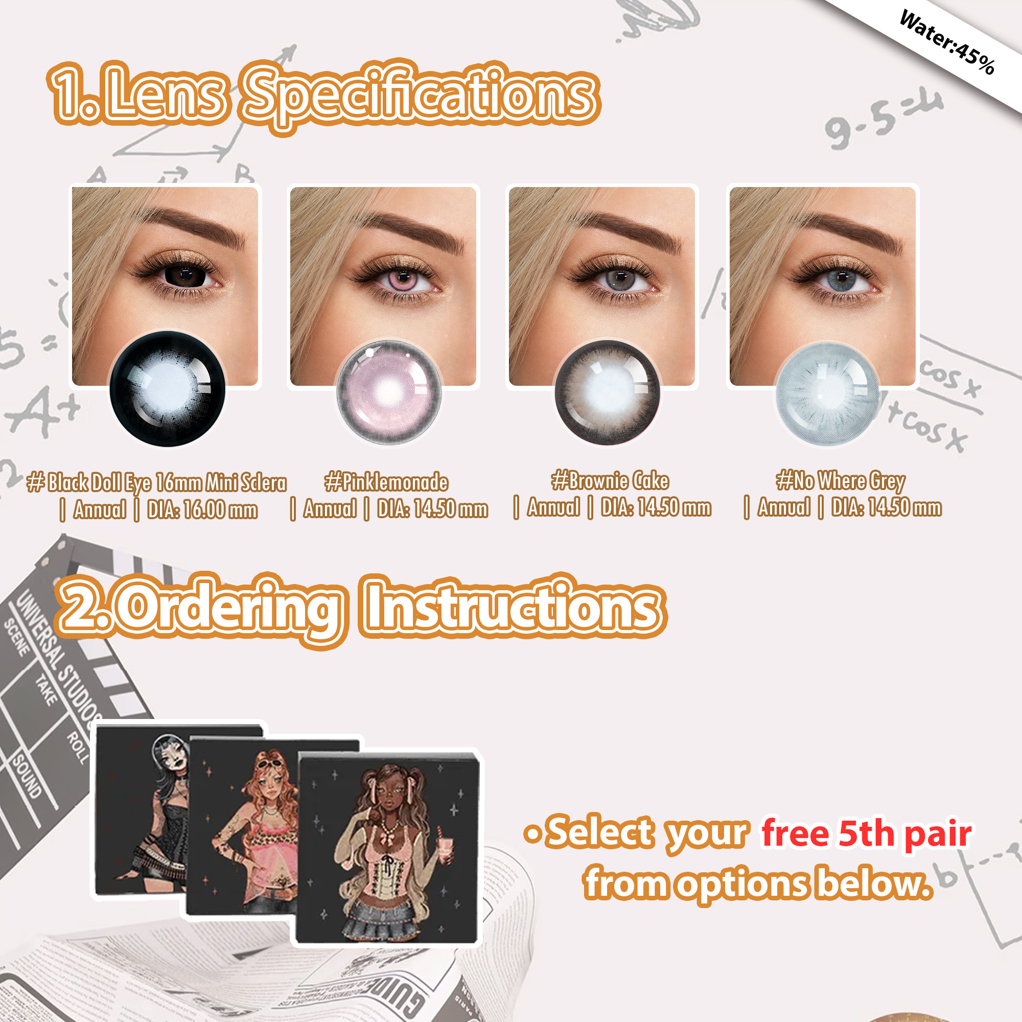 Back to School X 5 Pairs Black Dolly Eye Set | Enlarge | 16mm (Customized✨)