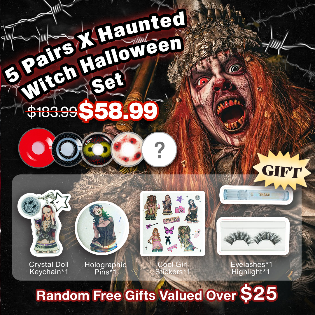 5 Pairs X Haunted Witch Halloween Set | 17mm (Customized✨)