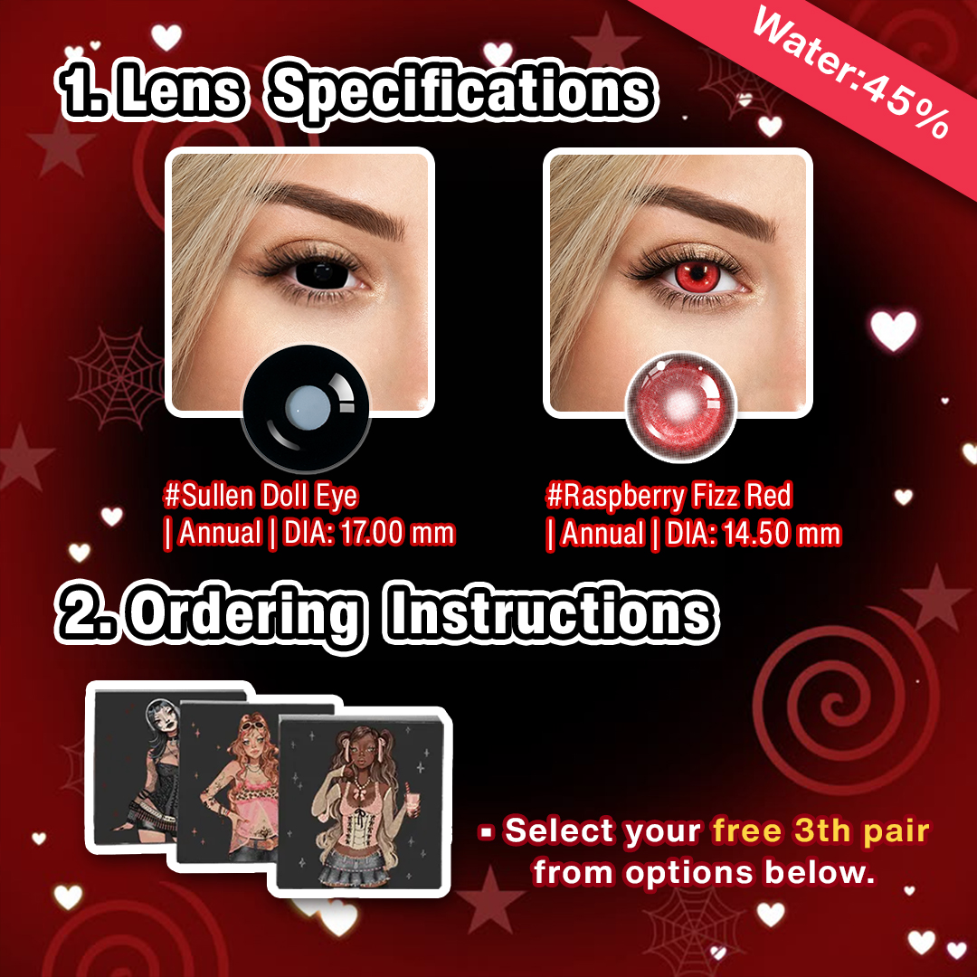 3 Pairs X Red Dolly Eye Set | Enlarge (Customized✨)