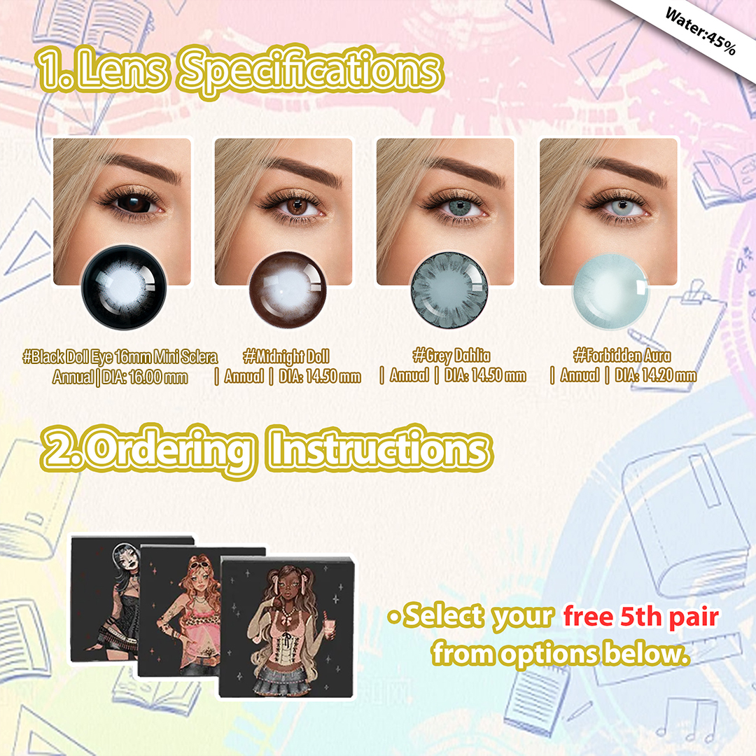Back to School X 5 Pairs Dolly Eye Set | Enlarge | 16mm (Customized✨)
