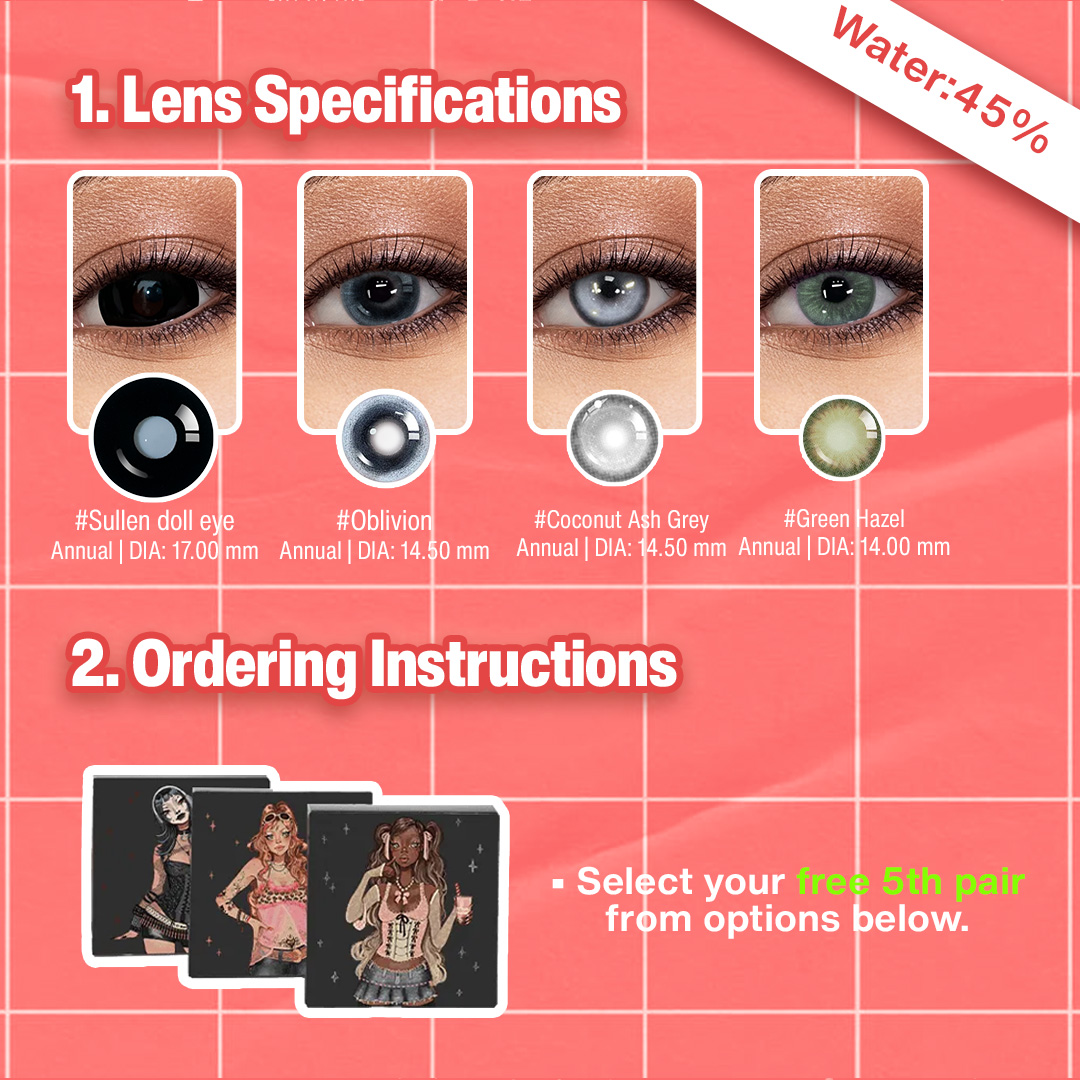 5 Pairs x Enlarge Eye Set | Black | Bigger | 17mm | 1 Year (Customized✨)