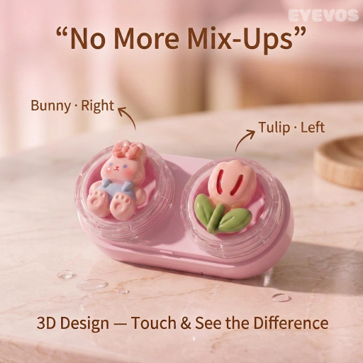 EYEVOS Bunny 2-in-1 Contact Lens Case with Built-in Applicator