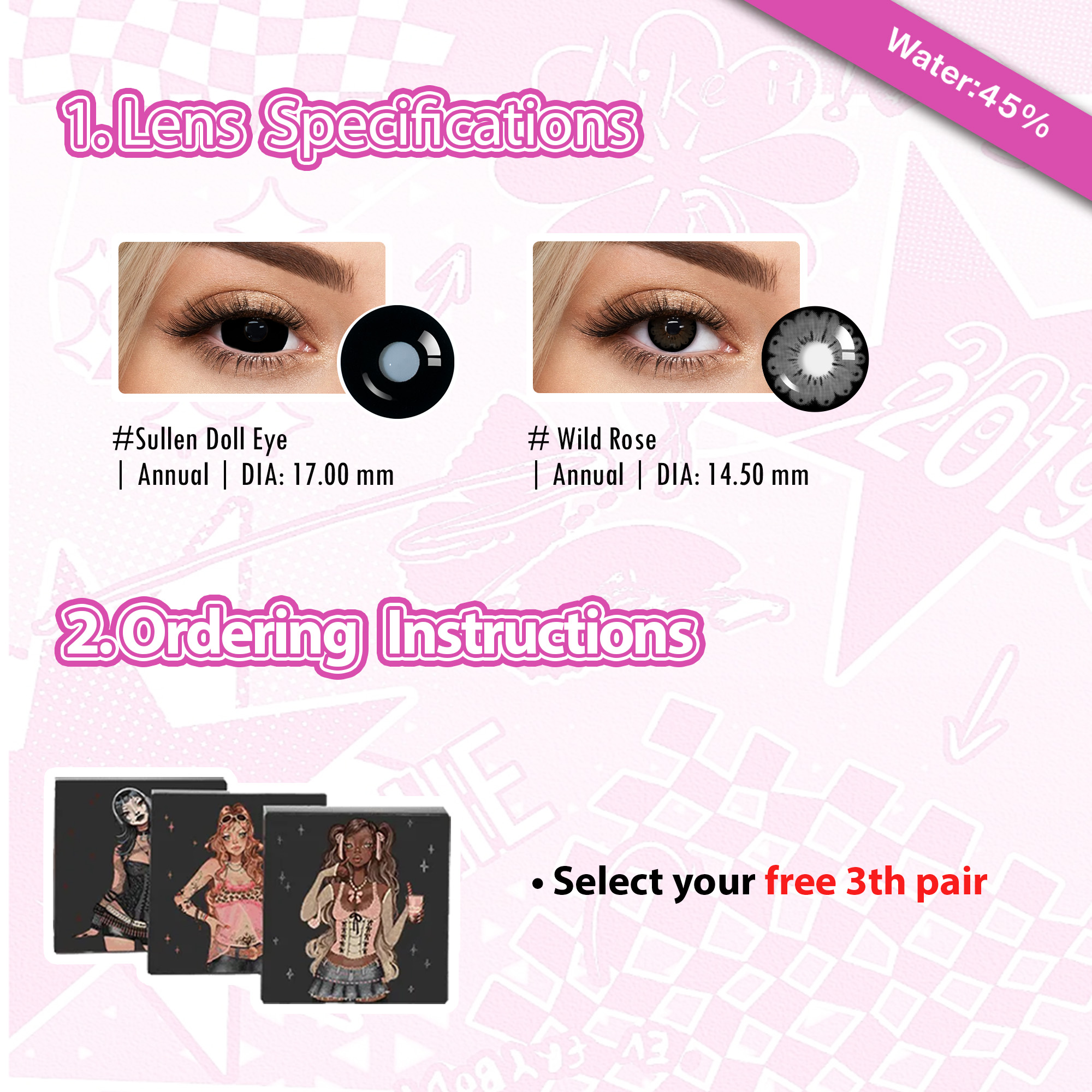 Summer Essentia X 3 Pairs Bigger Eye Contacts Set 17mm (Customized✨)