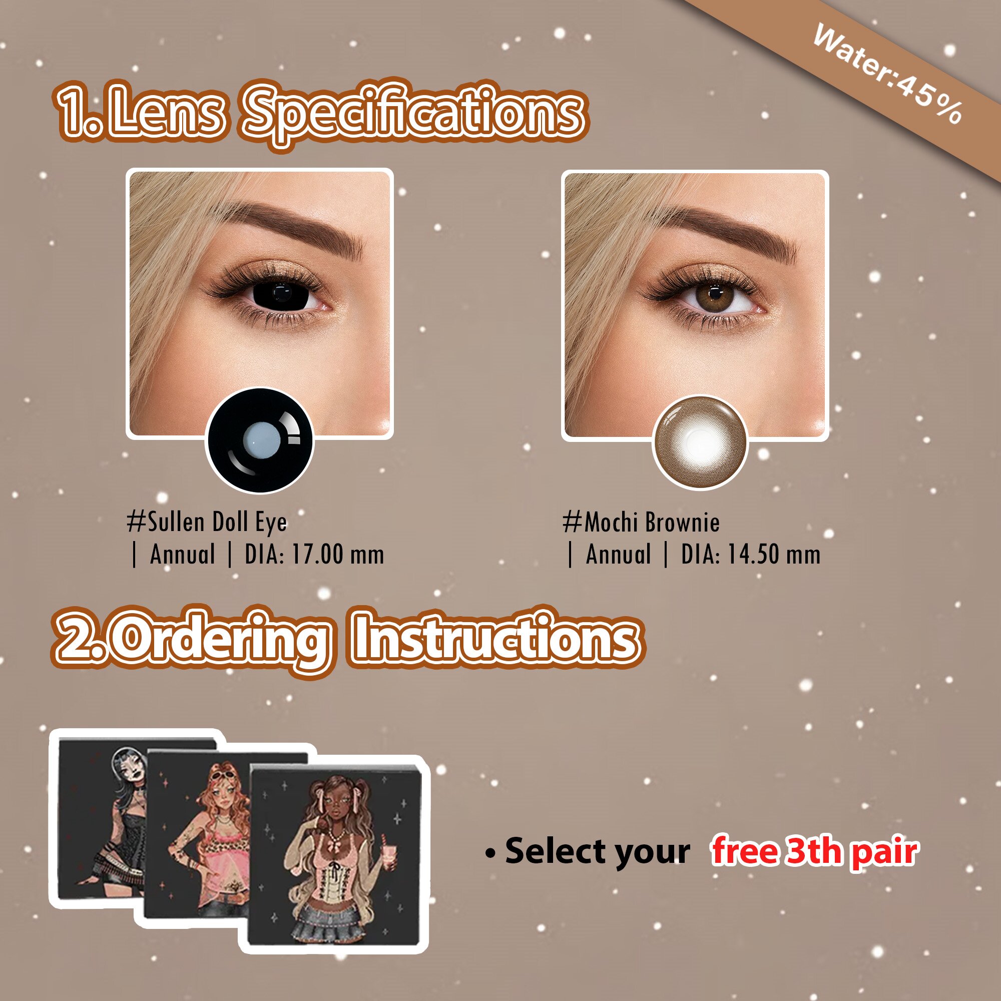 3 Pairs Black 17mm Bigger Eye Set | Enlarge (Customized✨)