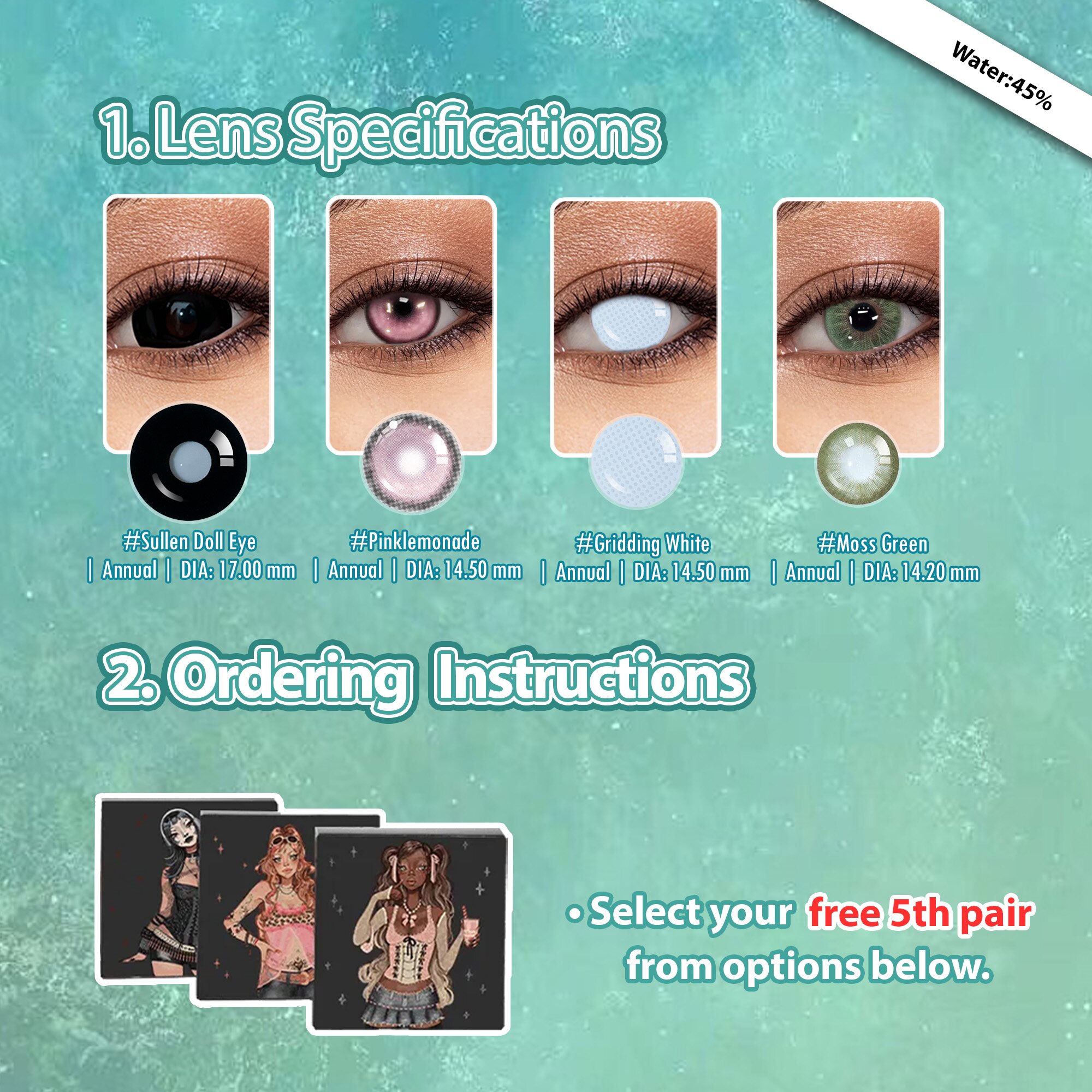 5 Pairs Dolly Bigger Eye Set | Black | Enlarge | 17mm (Customized✨)