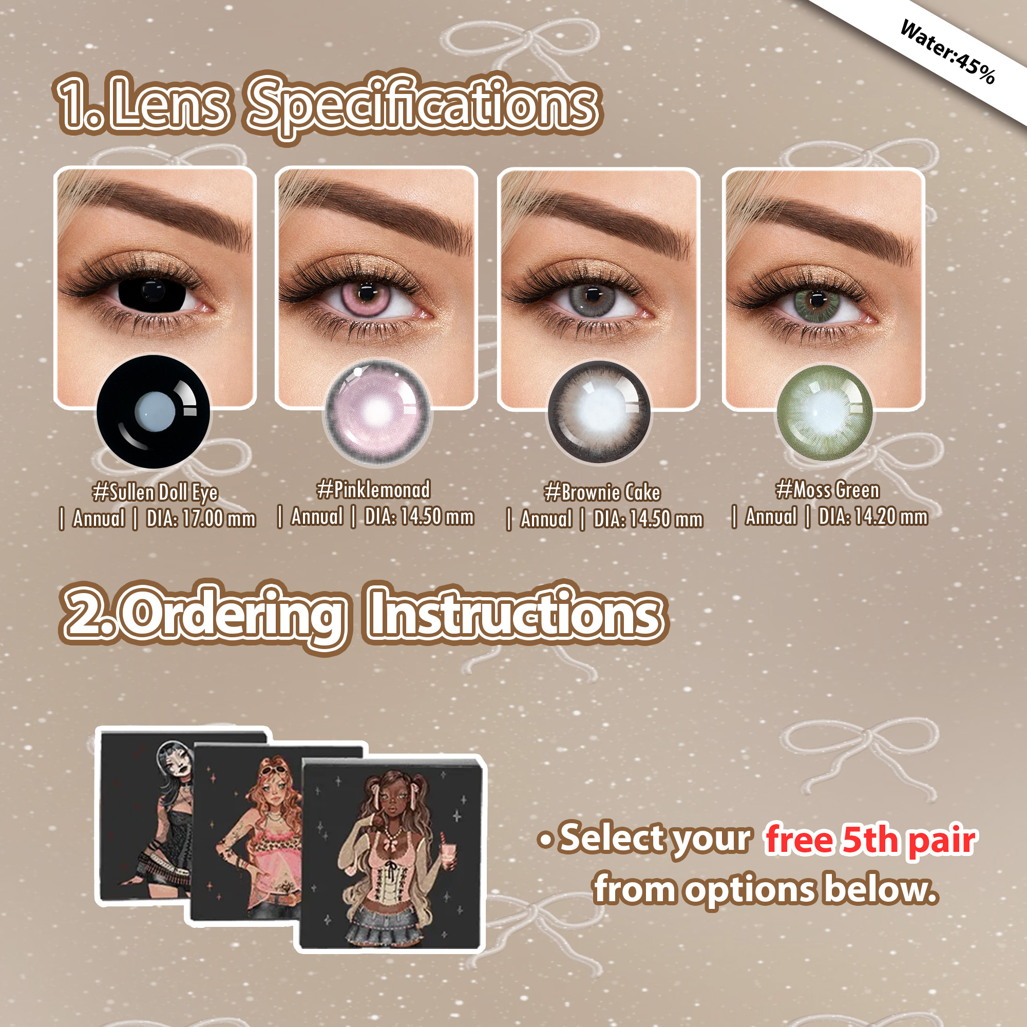 Summer Essential X 5 Pairs Enlarge Dolly Eye Set 17mm (Customized✨)